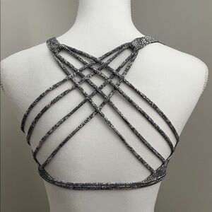 lululemon athletica Gray & White Patterned Strappy Sports Bra